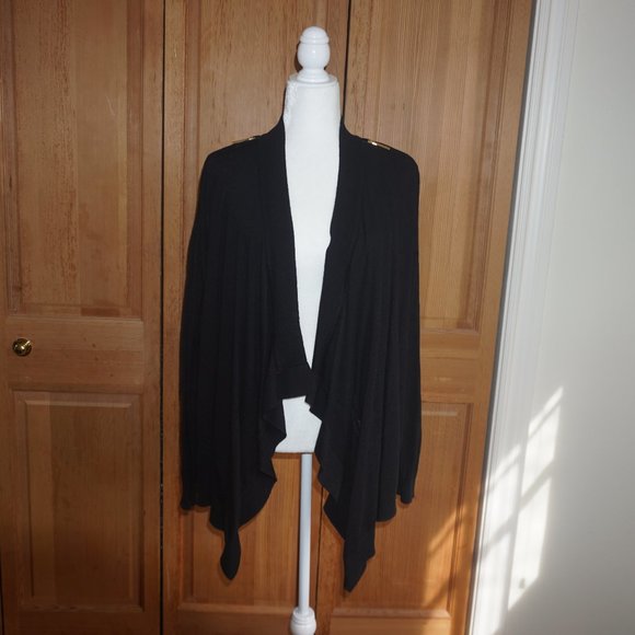 💚 MICHAEL KORS Black Open Cardigan w/Gold Zipper Detail (L) - Picture 3 of 15